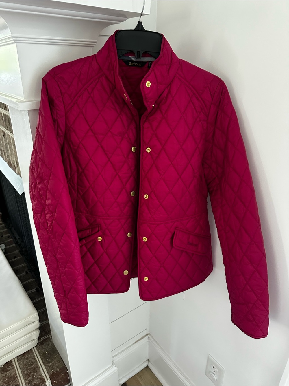 Barbour Dress Tartan Quilted Fuchsia/Pink Diamond-Paneled  Jacket USA size 8